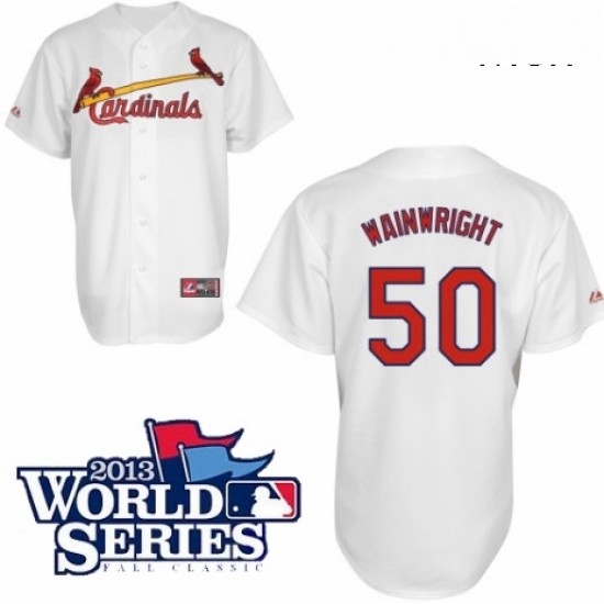 Mens Majestic St Louis Cardinals 50 Adam Wainwright Authentic White Cool Base 2013 World Series Patch MLB Jersey Mens Majestic St Louis Cardinals 50 Adam Wainwright Authentic White Cool Base 2013 World Series Patch MLB Jersey