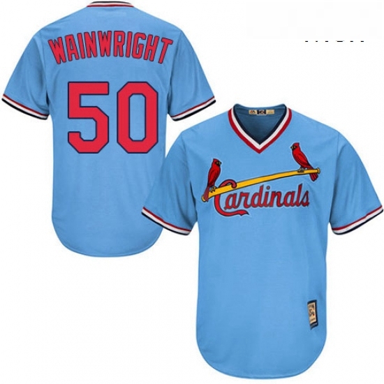 Mens Majestic St Louis Cardinals 50 Adam Wainwright Replica Light Blue Cooperstown MLB Jersey Mens Majestic St Louis Cardinals 50 Adam Wainwright Replica Light Blue Cooperstown MLB Jersey