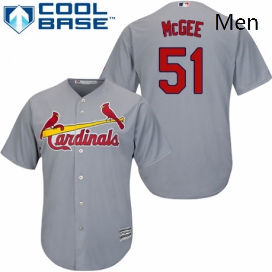 Mens Majestic St Louis Cardinals 51 Willie McGee Replica Grey Road Cool Base MLB Jersey Mens Majestic St Louis Cardinals 51 Willie McGee Replica Grey Road Cool Base MLB Jersey