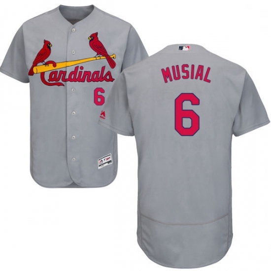 Mens Majestic St Louis Cardinals 6 Stan Musial Grey Road Flex Base Authentic Collection MLB Jersey Mens Majestic St Louis Cardinals 6 Stan Musial Grey Road Flex Base Authentic Collection MLB Jersey