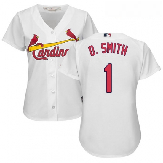 Womens Majestic St Louis Cardinals 1 Ozzie Smith Replica White Home Cool Base MLB Jersey Womens Majestic St Louis Cardinals 1 Ozzie Smith Replica White Home Cool Base MLB Jersey