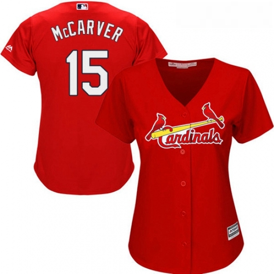 Womens Majestic St Louis Cardinals 15 Tim McCarver Replica Red Alternate Cool Base MLB Jersey Womens Majestic St Louis Cardinals 15 Tim McCarver Replica Red Alternate Cool Base MLB Jersey
