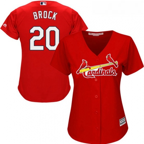 Womens Majestic St Louis Cardinals 20 Lou Brock Authentic Red Alternate Cool Base MLB Jersey Womens Majestic St Louis Cardinals 20 Lou Brock Authentic Red Alternate Cool Base MLB Jersey