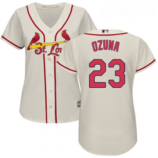 Womens Majestic St Louis Cardinals 23 Marcell Ozuna Authentic Cream Alternate Cool Base MLB Jersey Womens Majestic St Louis Cardinals 23 Marcell Ozuna Authentic Cream Alternate Cool Base MLB Jersey