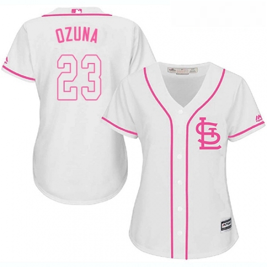 Womens Majestic St Louis Cardinals 23 Marcell Ozuna Authentic White Fashion Cool Base MLB Jersey Womens Majestic St Louis Cardinals 23 Marcell Ozuna Authentic White Fashion Cool Base MLB Jersey