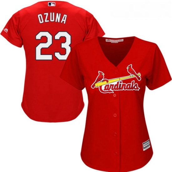 Womens Majestic St Louis Cardinals 23 Marcell Ozuna Replica Red Alternate Cool Base MLB Jersey Womens Majestic St Louis Cardinals 23 Marcell Ozuna Replica Red Alternate Cool Base MLB Jersey