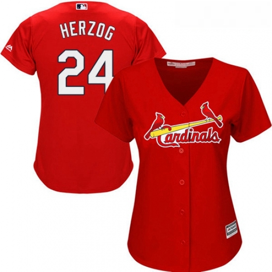 Womens Majestic St Louis Cardinals 24 Whitey Herzog Replica Red Alternate Cool Base MLB Jersey Womens Majestic St Louis Cardinals 24 Whitey Herzog Replica Red Alternate Cool Base MLB Jersey