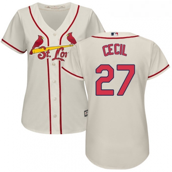 Womens Majestic St Louis Cardinals 27 Brett Cecil Authentic Cream Alternate Cool Base MLB Jersey Womens Majestic St Louis Cardinals 27 Brett Cecil Authentic Cream Alternate Cool Base MLB Jersey