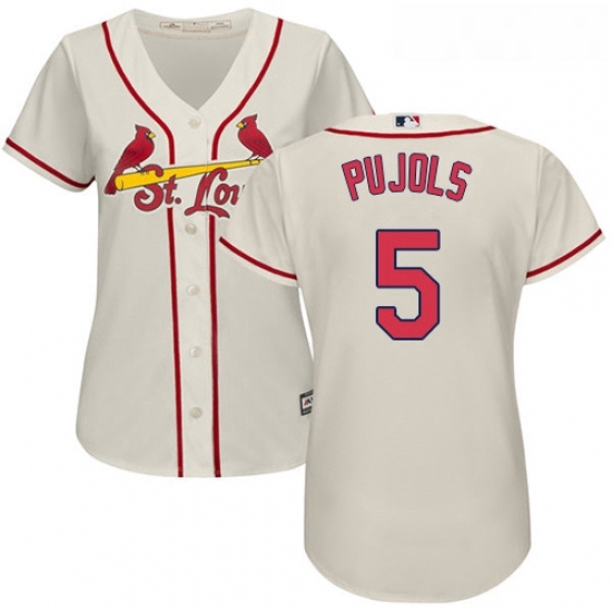 Womens Majestic St Louis Cardinals 5 Albert Pujols Replica Cream Alternate Cool Base MLB Jersey Womens Majestic St Louis Cardinals 5 Albert Pujols Replica Cream Alternate Cool Base MLB Jersey