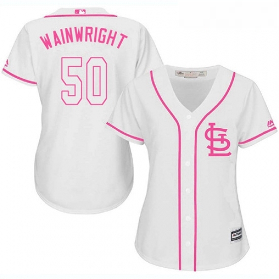 Womens Majestic St Louis Cardinals 50 Adam Wainwright Replica White Fashion Cool Base MLB Jersey Womens Majestic St Louis Cardinals 50 Adam Wainwright Replica White Fashion Cool Base MLB Jersey
