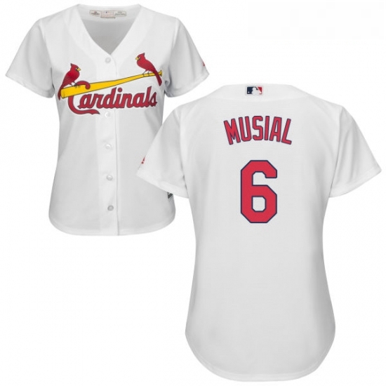 Womens Majestic St Louis Cardinals 6 Stan Musial Replica White Home Cool Base MLB Jersey Womens Majestic St Louis Cardinals 6 Stan Musial Replica White Home Cool Base MLB Jersey