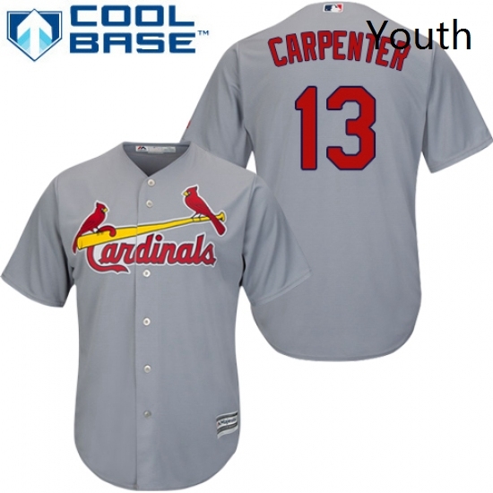 Youth Majestic St Louis Cardinals 13 Matt Carpenter Authentic Grey Road Cool Base MLB Jersey Youth Majestic St Louis Cardinals 13 Matt Carpenter Authentic Grey Road Cool Base MLB Jersey