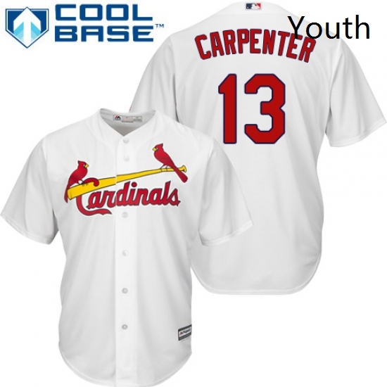 Youth Majestic St Louis Cardinals 13 Matt Carpenter Authentic White Home Cool Base MLB Jersey Youth Majestic St Louis Cardinals 13 Matt Carpenter Authentic White Home Cool Base MLB Jersey
