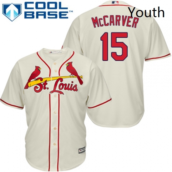 Youth Majestic St Louis Cardinals 15 Tim McCarver Replica Cream Alternate Cool Base MLB Jersey Youth Majestic St Louis Cardinals 15 Tim McCarver Replica Cream Alternate Cool Base MLB Jersey
