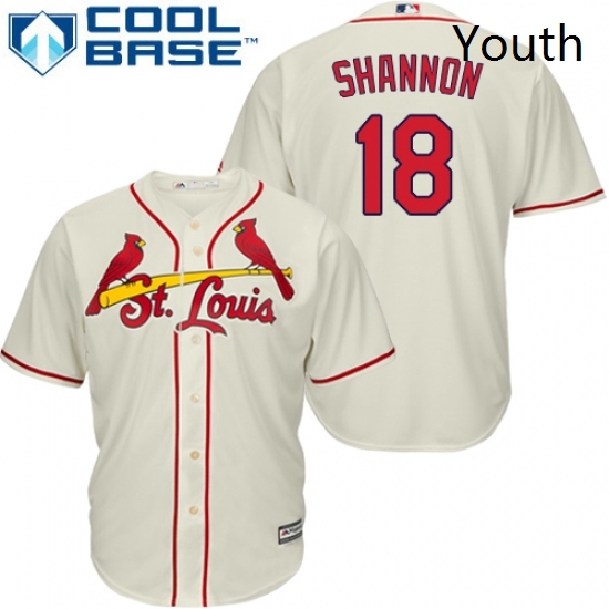 Youth Majestic St Louis Cardinals 18 Mike Shannon Replica Cream Alternate Cool Base MLB Jersey Youth Majestic St Louis Cardinals 18 Mike Shannon Replica Cream Alternate Cool Base MLB Jersey