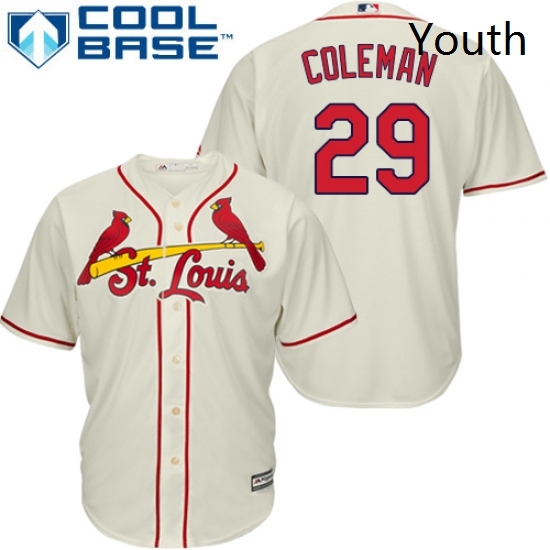 Youth Majestic St Louis Cardinals 29 Vince Coleman Replica Cream Alternate Cool Base MLB Jersey Youth Majestic St Louis Cardinals 29 Vince Coleman Replica Cream Alternate Cool Base MLB Jersey