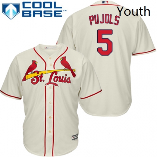 Youth Majestic St Louis Cardinals 5 Albert Pujols Replica Cream Alternate Cool Base MLB Jersey Youth Majestic St Louis Cardinals 5 Albert Pujols Replica Cream Alternate Cool Base MLB Jersey