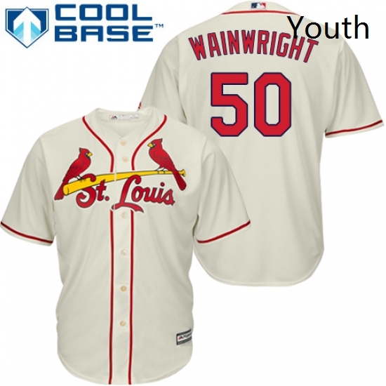 Youth Majestic St Louis Cardinals 50 Adam Wainwright Authentic Cream Alternate Cool Base MLB Jersey Youth Majestic St Louis Cardinals 50 Adam Wainwright Authentic Cream Alternate Cool Base MLB Jersey