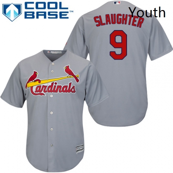 Youth Majestic St Louis Cardinals 9 Enos Slaughter Replica Grey Road Cool Base MLB Jersey Youth Majestic St Louis Cardinals 9 Enos Slaughter Replica Grey Road Cool Base MLB Jersey