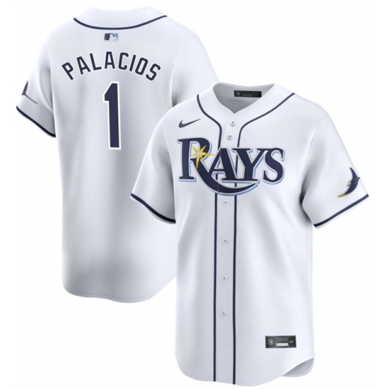 Men Tampa Bay Rays 1 Richie Palacios White Home Limited Stitched Baseball Jersey Men Tampa Bay Rays 1 Richie Palacios White Home Limited Stitched Baseball Jersey