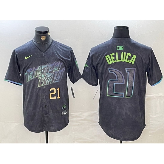 Men Tampa Bay Rays 21 Jonny DeLuca Charcoal 2024 City Connect Limited Stitched jerseys 1 Men Tampa Bay Rays 21 Jonny DeLuca Charcoal 2024 City Connect Limited Stitched jerseys 1
