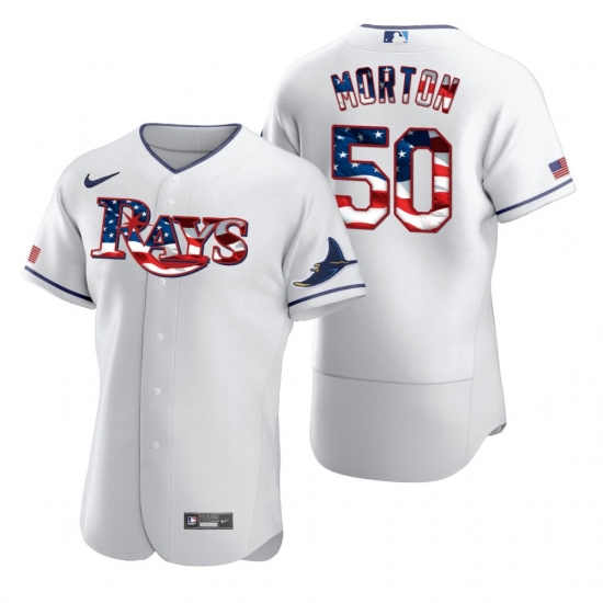 Men Tampa Bay Rays 50 Charlie Morton Men Nike White Fluttering USA Flag Limited Edition Flex Base MLB Jersey Men Tampa Bay Rays 50 Charlie Morton Men Nike White Fluttering USA Flag Limited Edition Flex Base MLB Jersey