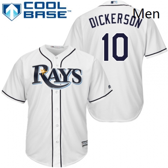 Mens Majestic Tampa Bay Rays 10 Corey Dickerson Replica White Home Cool Base MLB Jersey Mens Majestic Tampa Bay Rays 10 Corey Dickerson Replica White Home Cool Base MLB Jersey