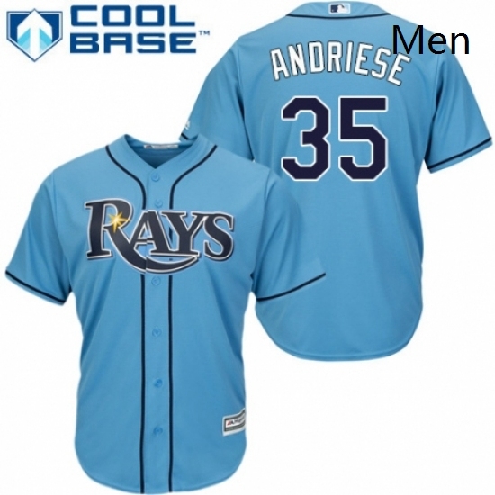 Mens Majestic Tampa Bay Rays 35 Matt Andriese Replica Light Blue Alternate 2 Cool Base MLB Jersey Mens Majestic Tampa Bay Rays 35 Matt Andriese Replica Light Blue Alternate 2 Cool Base MLB Jersey