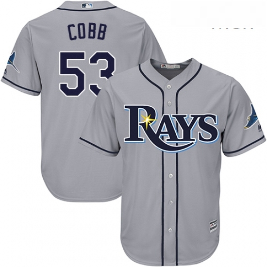 Mens Majestic Tampa Bay Rays 53 Alex Cobb Replica Grey Road Cool Base MLB Jersey Mens Majestic Tampa Bay Rays 53 Alex Cobb Replica Grey Road Cool Base MLB Jersey