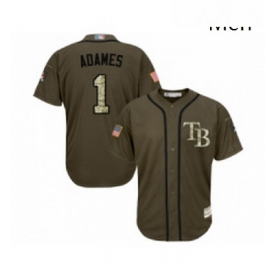 Mens Tampa Bay Rays 1 Willy Adames Authentic Green Salute to Service Baseball Jersey Mens Tampa Bay Rays 1 Willy Adames Authentic Green Salute to Service Baseball Jersey