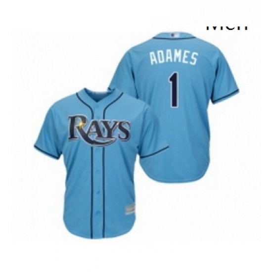 Mens Tampa Bay Rays 1 Willy Adames Replica Light Blue Alternate 2 Cool Base Baseball Jersey Mens Tampa Bay Rays 1 Willy Adames Replica Light Blue Alternate 2 Cool Base Baseball Jersey
