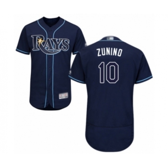 Men's Tampa Bay Rays #10 Mike Zunino Navy Blue Alternate Flex Base Authentic Collection Baseball Player Jersey Men's Tampa Bay Rays #10 Mike Zunino Navy Blue Alternate Flex Base Authentic Collection Baseball Player Jersey