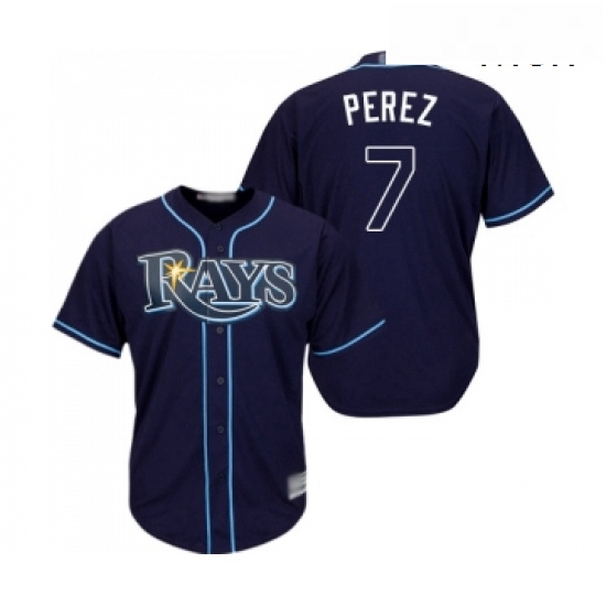 Mens Tampa Bay Rays 7 Michael Perez Replica Navy Blue Alternate Cool Base Baseball Jersey Mens Tampa Bay Rays 7 Michael Perez Replica Navy Blue Alternate Cool Base Baseball Jersey