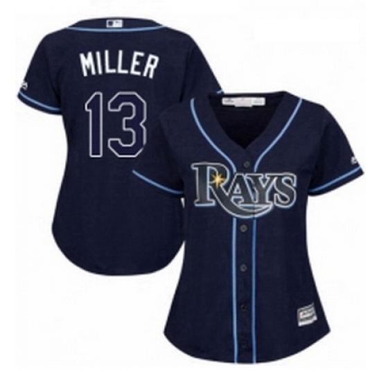 Womens Majestic Tampa Bay Rays 13 Brad Miller Authentic Navy Blue Alternate Cool Base MLB Jersey Womens Majestic Tampa Bay Rays 13 Brad Miller Authentic Navy Blue Alternate Cool Base MLB Jersey
