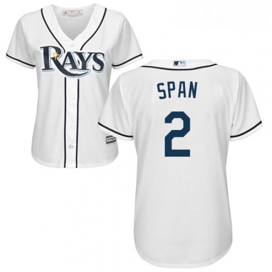 Womens Majestic Tampa Bay Rays 2 Denard Span Authentic White Home Cool Base MLB Jersey Womens Majestic Tampa Bay Rays 2 Denard Span Authentic White Home Cool Base MLB Jersey