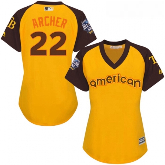 Womens Majestic Tampa Bay Rays 22 Chris Archer Authentic Yellow 2016 All Star American League BP Cool Base MLB Jersey Womens Majestic Tampa Bay Rays 22 Chris Archer Authentic Yellow 2016 All Star American League BP Cool Base MLB Jersey