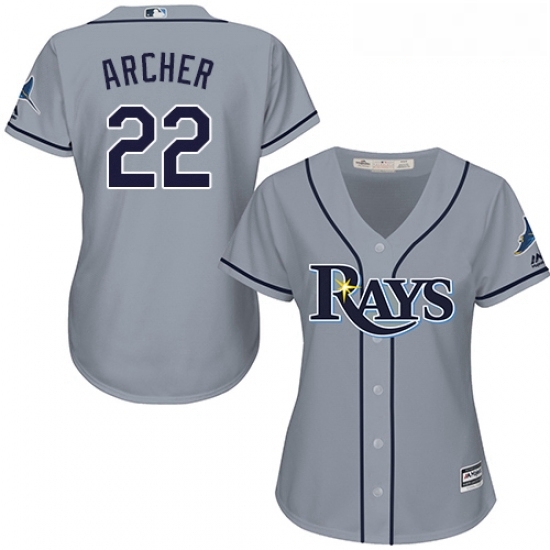 Womens Majestic Tampa Bay Rays 22 Chris Archer Replica Grey Road Cool Base MLB Jersey Womens Majestic Tampa Bay Rays 22 Chris Archer Replica Grey Road Cool Base MLB Jersey