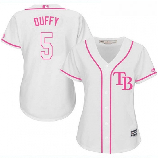 Womens Majestic Tampa Bay Rays 5 Matt Duffy Replica White Fashion Cool Base MLB Jersey Womens Majestic Tampa Bay Rays 5 Matt Duffy Replica White Fashion Cool Base MLB Jersey