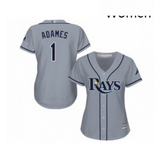 Womens Tampa Bay Rays 1 Willy Adames Replica Grey Road Cool Base Baseball Jersey Womens Tampa Bay Rays 1 Willy Adames Replica Grey Road Cool Base Baseball Jersey