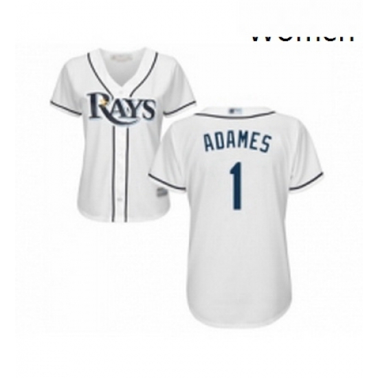 Womens Tampa Bay Rays 1 Willy Adames Replica White Home Cool Base Baseball Jersey Womens Tampa Bay Rays 1 Willy Adames Replica White Home Cool Base Baseball Jersey
