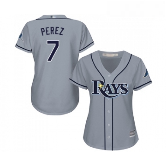 Womens Tampa Bay Rays 7 Michael Perez Replica Grey Road Cool Base Baseball Jersey Womens Tampa Bay Rays 7 Michael Perez Replica Grey Road Cool Base Baseball Jersey