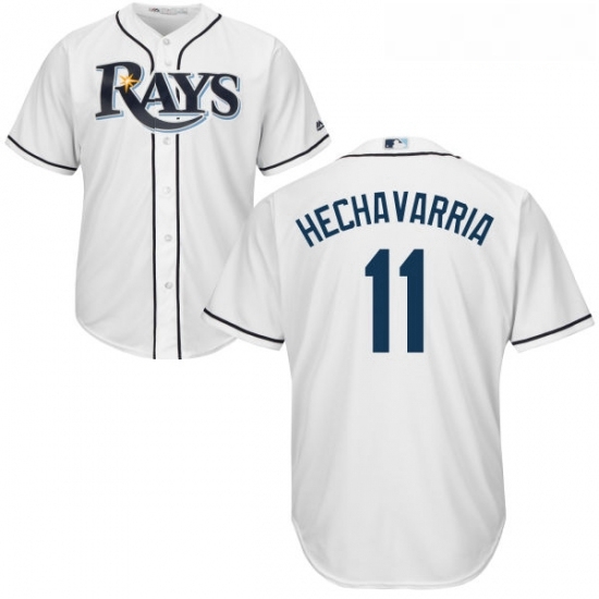 Youth Majestic Tampa Bay Rays 11 Adeiny Hechavarria Replica White Home Cool Base MLB Jersey 