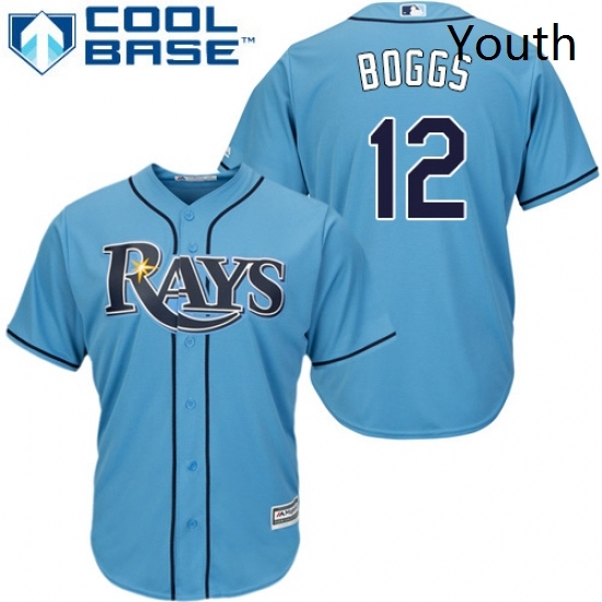 Youth Majestic Tampa Bay Rays 12 Wade Boggs Replica Light Blue Alternate 2 Cool Base MLB Jersey Youth Majestic Tampa Bay Rays 12 Wade Boggs Replica Light Blue Alternate 2 Cool Base MLB Jersey