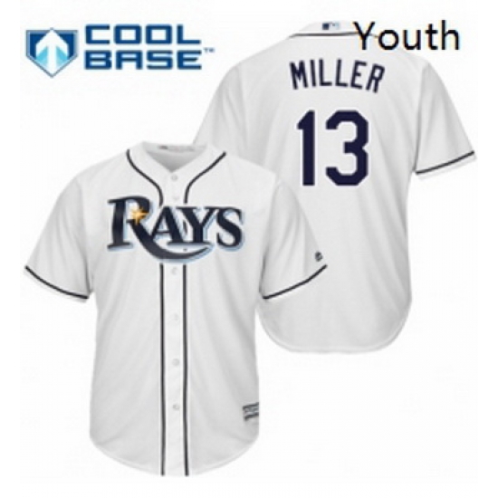Youth Majestic Tampa Bay Rays 13 Brad Miller Authentic White Home Cool Base MLB Jersey Youth Majestic Tampa Bay Rays 13 Brad Miller Authentic White Home Cool Base MLB Jersey