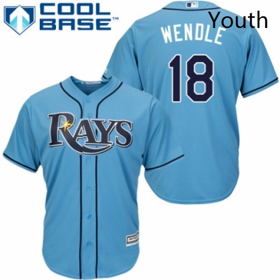 Youth Majestic Tampa Bay Rays 18 Joey Wendle Authentic Light Blue Alternate 2 Cool Base MLB Jersey Youth Majestic Tampa Bay Rays 18 Joey Wendle Authentic Light Blue Alternate 2 Cool Base MLB Jersey