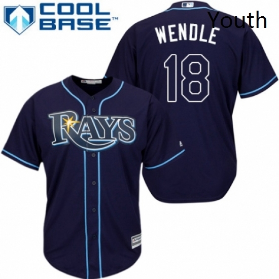 Youth Majestic Tampa Bay Rays 18 Joey Wendle Authentic Navy Blue Alternate Cool Base MLB Jersey Youth Majestic Tampa Bay Rays 18 Joey Wendle Authentic Navy Blue Alternate Cool Base MLB Jersey
