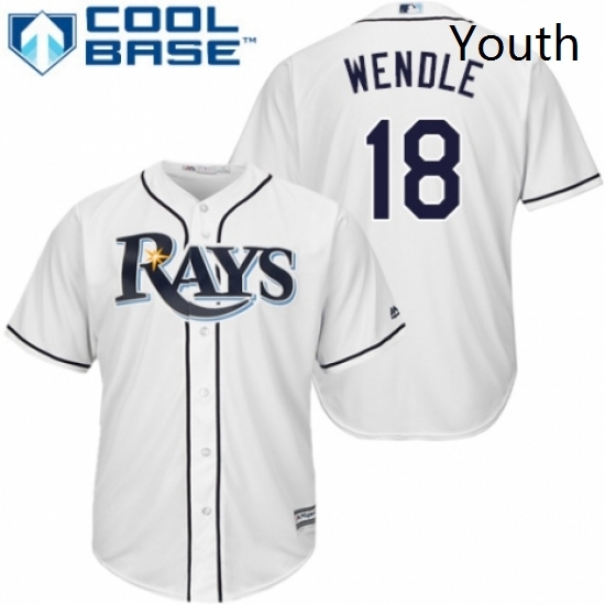 Youth Majestic Tampa Bay Rays 18 Joey Wendle Authentic White Home Cool Base MLB Jersey Youth Majestic Tampa Bay Rays 18 Joey Wendle Authentic White Home Cool Base MLB Jersey