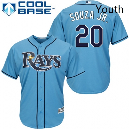 Youth Majestic Tampa Bay Rays 20 Steven Souza Replica Light Blue Alternate 2 Cool Base MLB Jersey Youth Majestic Tampa Bay Rays 20 Steven Souza Replica Light Blue Alternate 2 Cool Base MLB Jersey