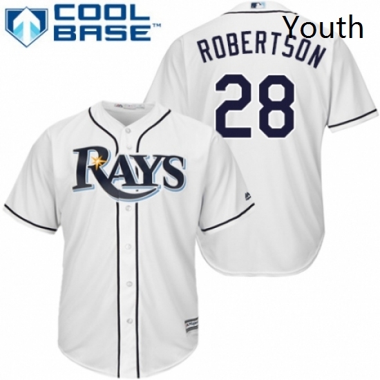 Youth Majestic Tampa Bay Rays 28 Daniel Robertson Replica White Home Cool Base MLB Jersey Youth Majestic Tampa Bay Rays 28 Daniel Robertson Replica White Home Cool Base MLB Jersey