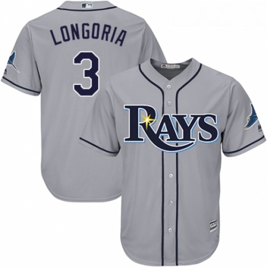 Youth Majestic Tampa Bay Rays 3 Evan Longoria Replica Grey Road Cool Base MLB Jersey Youth Majestic Tampa Bay Rays 3 Evan Longoria Replica Grey Road Cool Base MLB Jersey
